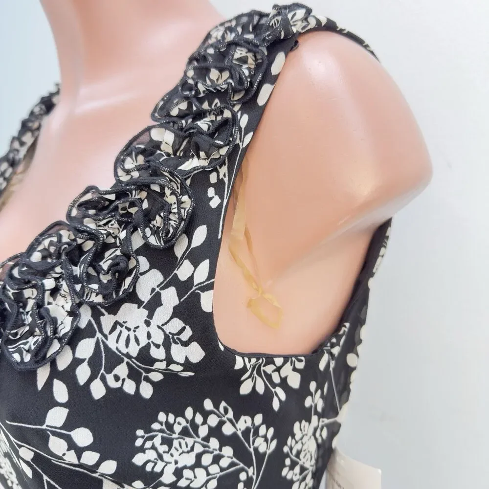 NEW Signature by Robbie Bee 8 Petite Ruffle Dress Women's Black White  NWT - Picture 8 of 17